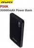 Awei P56K Power Bank with 3x USB Ports,, Black (30000mAh)