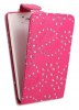 LG G2 D802 - Leather Flip Case Magenta With Diamonds (OEM)