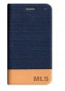 Genuine Leather Wallet Case MLS iQTalk Top 4G Blue