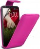 LG G2 D802 Δερμάτινη Θήκη Flip - Φούξια (OEM)