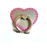 Heart Design Smartphone Holder Ring & Stand - Grey/Pink with Strass (OEM)