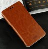 Lenovo A916 - Leather Wallet Stand Case With Silicone Back Cover Brown (OEM)