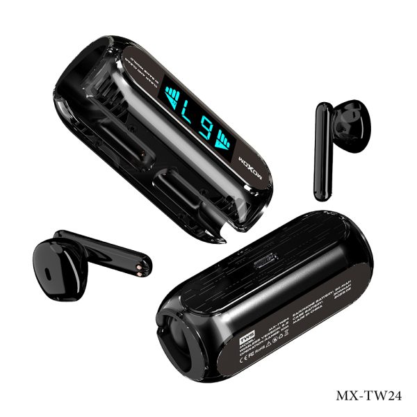 Moxom MX-TW24 Wireless Earbuds Super Bass Digital Display- Black