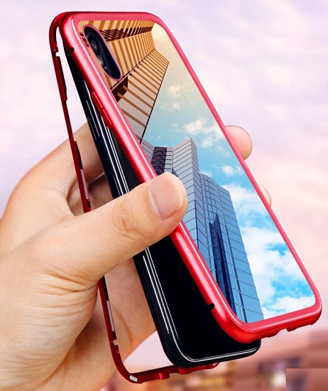 Back Cover Case Glass Back and Frame Metal Magnetic Fields for Samsung Galaxy S8 Plus Red (oem)