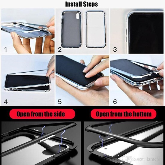 Samsung Galaxy S8 Plus Glass Back Cover with Metal Frame & Magnetic Fields (White) (oem)