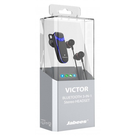Jabees Victor Bluetooth Hands-Free Music Stereo Receiver 3-in-1 with Detachable Headphones (Blue/Black)