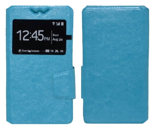 Θήκη Book Ancus S View Elastic Universal για Smartphone 3 8 inch 4 0 inch με Παράθυρο Τιρκουάζ Ancus