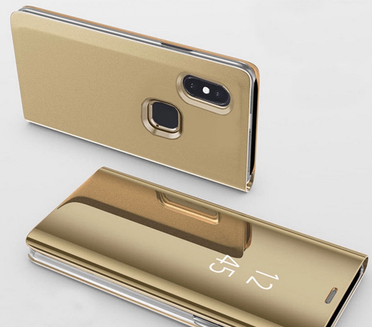 Mirror Clear View Cover Flip for Huawei HONOR 8X  color Gold (OEM)