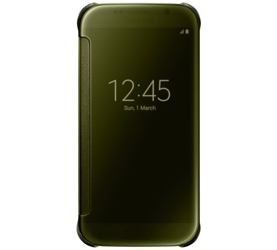 Clear View Flip Case for Samsung Galaxy S6 Edge G925F (Gold) (OEM) (Mirror)