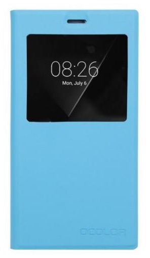 Leather Case With Window And Silicone Back Cover For Doogee F5 Light Blue (OEM)