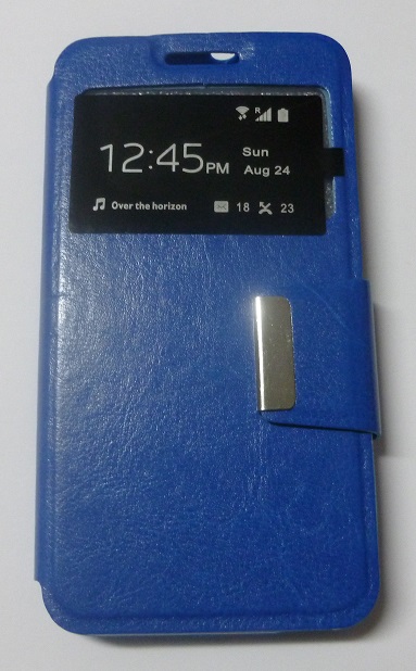Huawei Ascend G620s Leather Case with Window & Silicone Back Cover (Blue) (OEM)