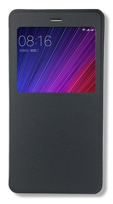 Xiaomi Mi 6 Leather Case with Window & Hard Back Cover - Black (OEM)