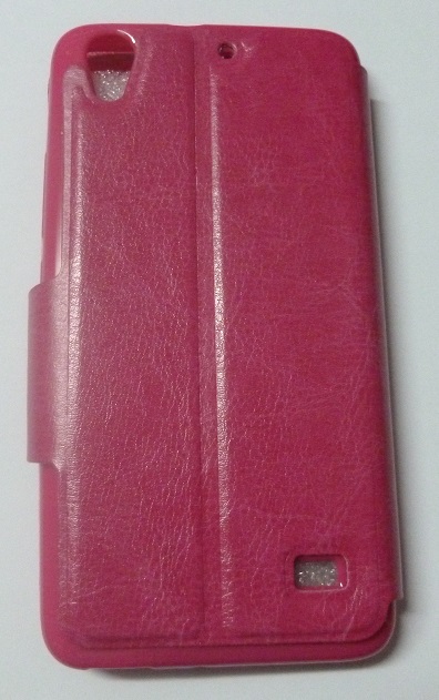 Huawei Ascend G620s Leather Case with Window and Back Cover (Magenta) (OEM)
