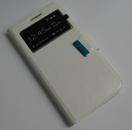 Vodafone Smart 4 max Leather Wallet Case with Window & Silicone Back Cover - White (OEM)