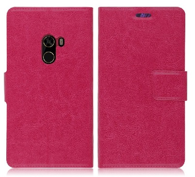 Xiaomi Mi Mix Leather Wallet Case with Plastic Back Cover (Magenta) (OEM)