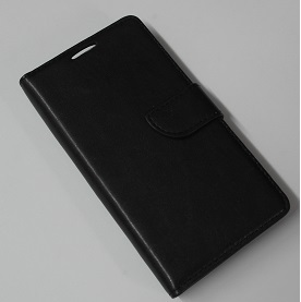 Vodafone Smart 4 Power Leather Wallet Case with Plastic Back Cover - Black (OEM)