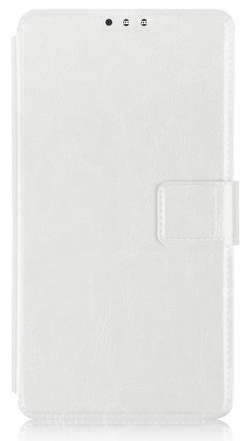 Leather Wallet/Case With Plastic Back Cover for Alcatel One Touch Pop C3 (OT-4033D) White (OEM)