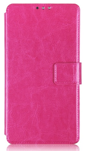 Leather Wallet/Case With Plastic Back Cover for Alcatel One Touch Pop C3 (OT-4033D) Magenta (OEM)