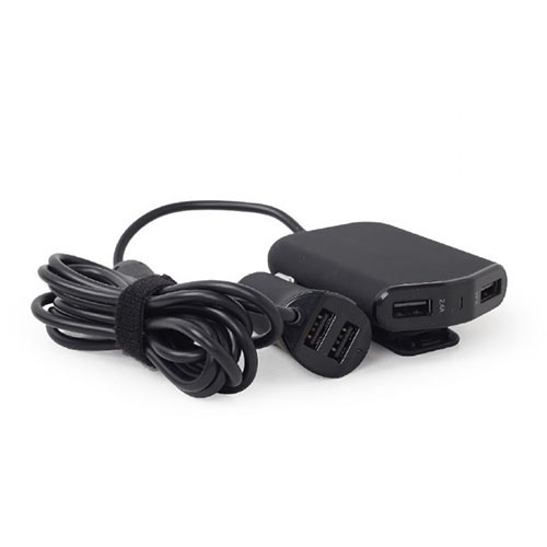 Energenie 4-Port Front and Back Seat Car Charger 9,6A Black