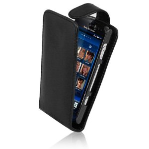 Sony Ericsson Xperia Neo / Neo 5 Black Flip Leather Case