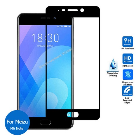 Full Face Tempered Glass Screen Protector Black για Meizu M6 Note (oem)