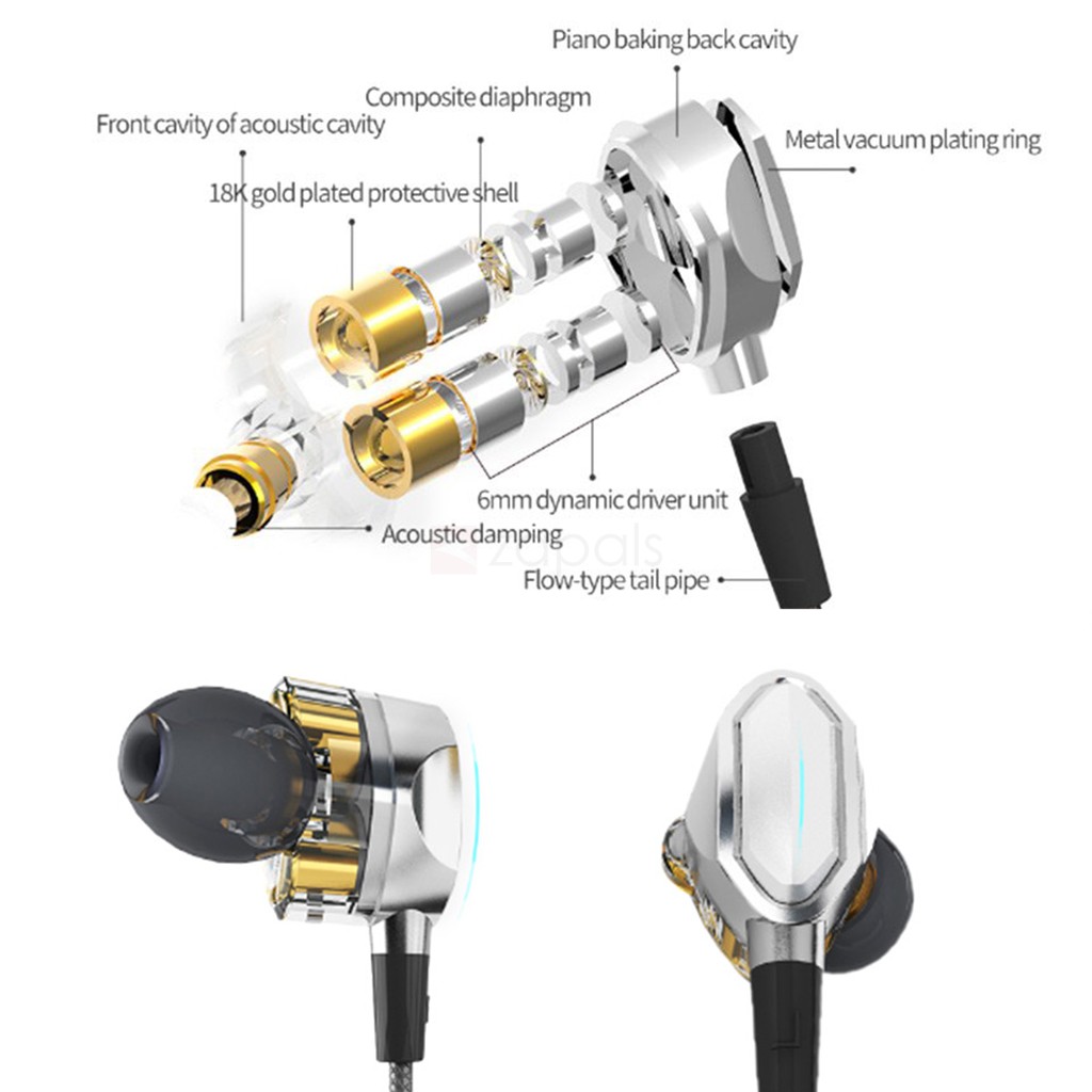 G2 4D Stereo Surround Professional HiFi Earphones with Mic - SILVER
