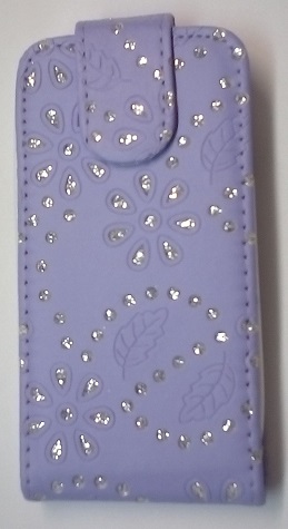 Samsung Galaxy S 3 mini i8190 Flip Leather Case with Diamonds & Plastic Back Cover (Purple) (OEM)