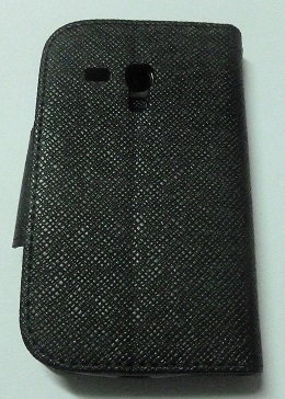 Galaxy S III mini i8190 Δερμάτινη Θήκη Πορτοφόλι Με Πίσω Κάλυμμα Σιλικόνης Μαύρη (OEM)