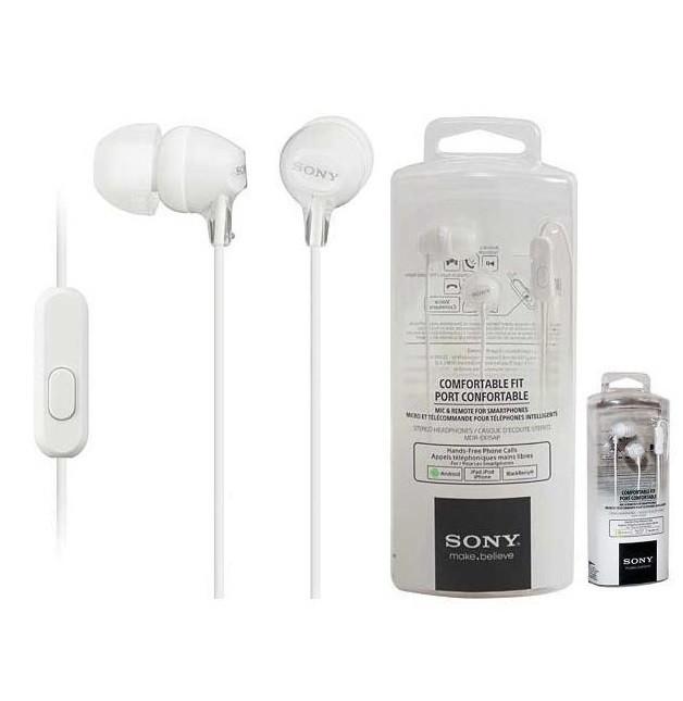 Hands Free Stereo Sony MDR-EX15AP/WC for android and iphone 3,5 mm White