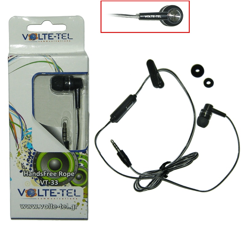 HANDSFREE NOKIA N81/5310/N96 ROPE BLACK VOLTE-TEL VT33 ON/OFF