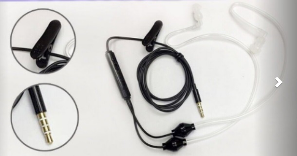 Anti-Radiation Air Tube Earphones with Microphone (Black) (OEM) + Microphone Anti
