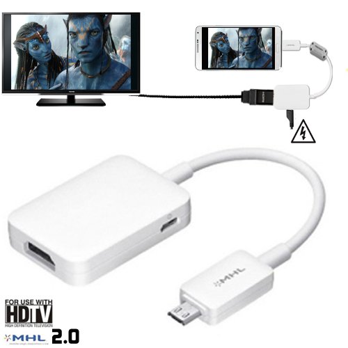 MHL 2 HDTV Adapter with Micro-USB SlimPort to HDMI for Samsung Galaxy Note 3 N9005, Galaxy Tab 3 8 T310, Tab 3 10.1 P5200, Note 8 N5100, Note 10.1 2014 Edition P6000 Series & More (ETC-EIA2BEGSTA)