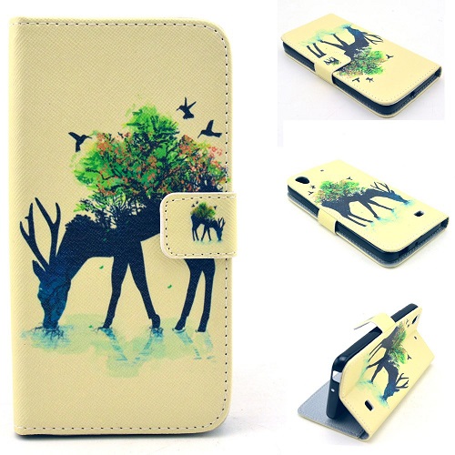 Huawei Ascend G620s Leather Wallet Stand Case with Deer Design (OEM)