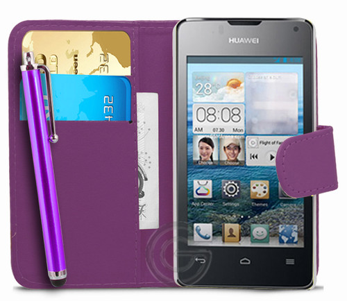 Huawei Ascend Y300 Θήκη Δερμάτινη Wallet Μώβ ΟΕΜ