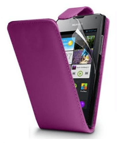 Huawei Ascend Y330 Purple Leather Flip Case (OEM)