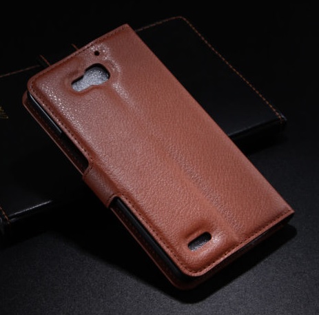 Huawei Honor 3X G750 - Leather Wallet Stand Case Brown (OEM)
