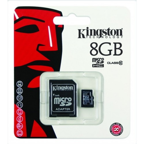 Kingston 8GB microSD Class 10 (SDC10/8GB) Memory Card with Adapter