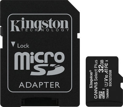 Kingston Canvas Select Plus microSDHC U1 V10 A1 Memory Card (32GB) with Adapter (SDCS2/32GB)