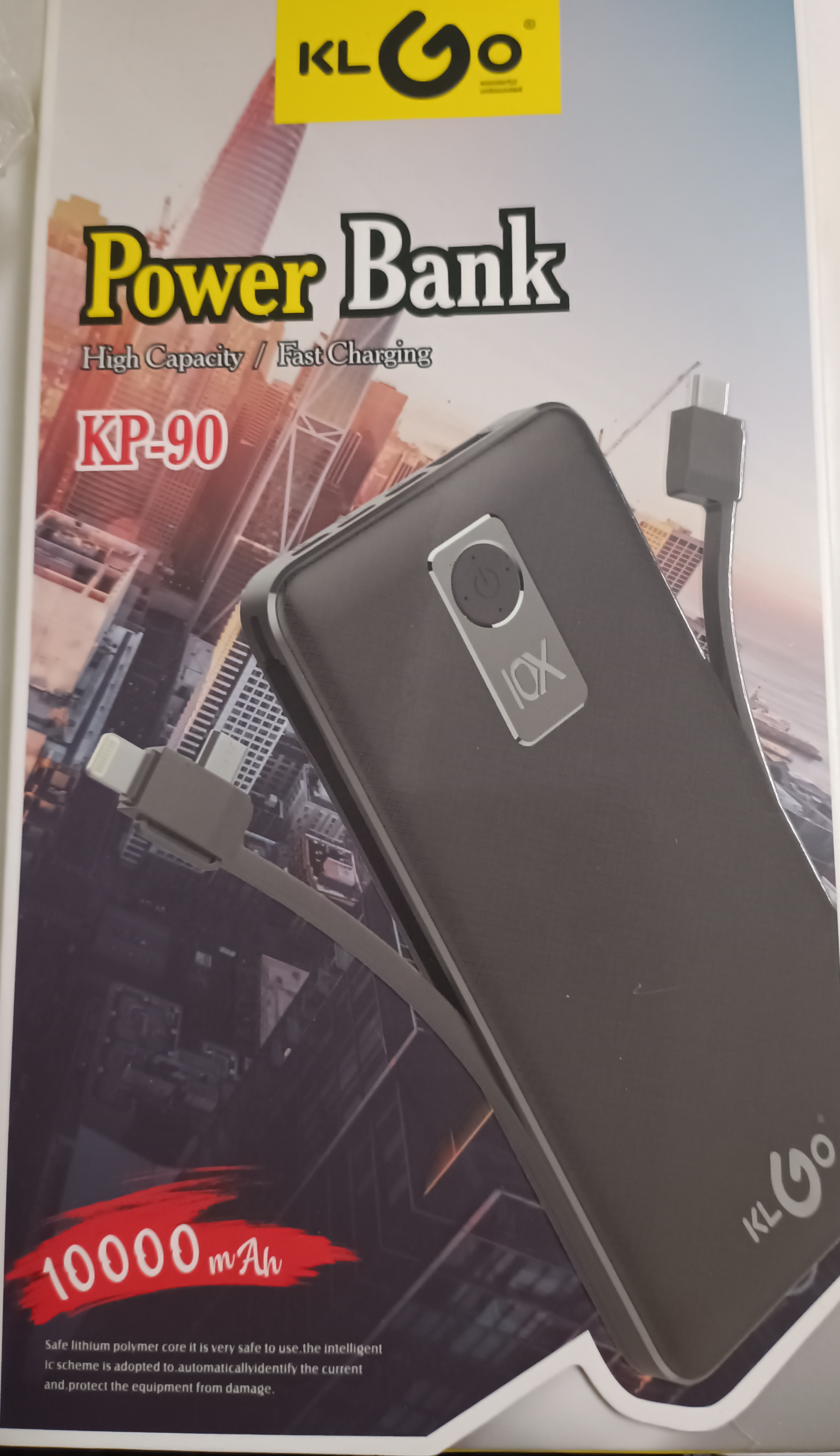 KLGO KP-90 Power Bank 10000mAh με Θύρα USB-A Black