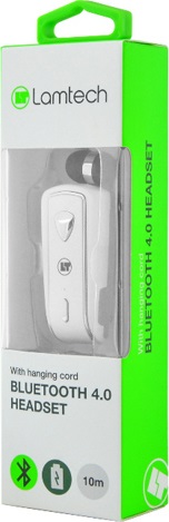 Lamtech Bluetooth Headset Bluetooth 4 με λευκό κορδόνι