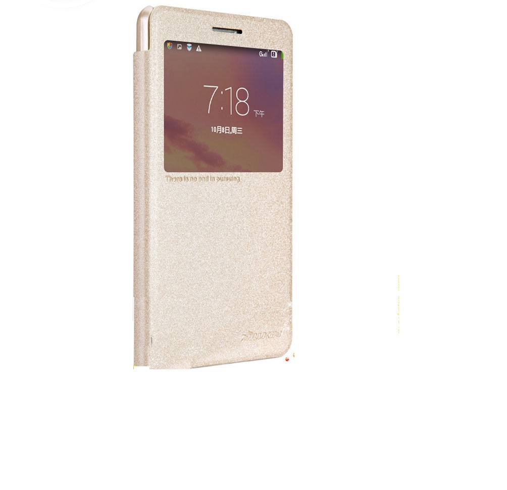 Lenovo A536 Nillkin Sparkle Smart Caller View Case with Back Cover (Gold) (Nillkin)