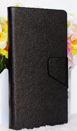 Lenovo A859 - Leather Stand Wallet  Case Glossy Black (OEM)