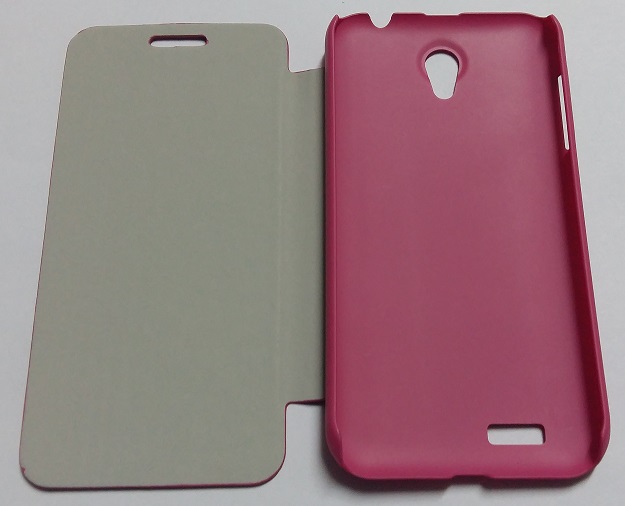 Lenovo A859 Leather Case with Back Cover (Magenta) (OEM)