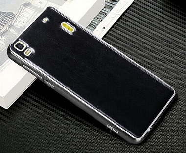 Lenovo K3 Note (K50) (A7000) Metallic Bumper & Leather Back Case (Black) (OEM)