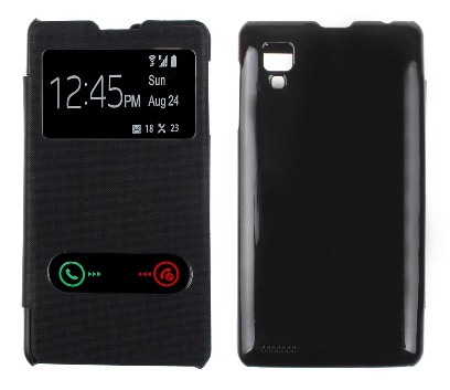 Lenovo P780 Leather Case with View Window and Plastic Back Cover (Black) (OEM)
