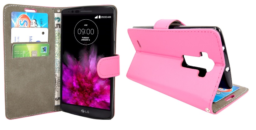 LG G Flex 2 H955 - Leather Wallet Stand Case Pink (OEM)