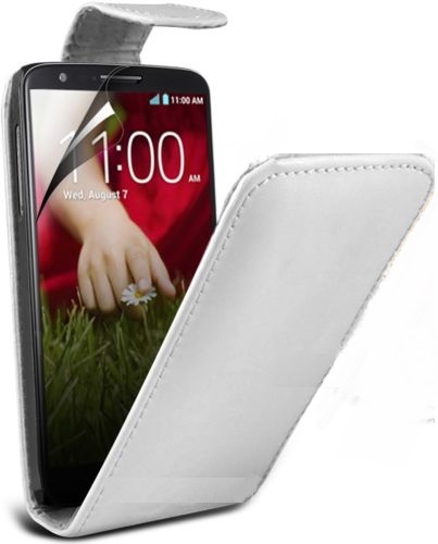 LG G2 D802 Flip Leather Case - White (LGG2LFCW) (OEM)