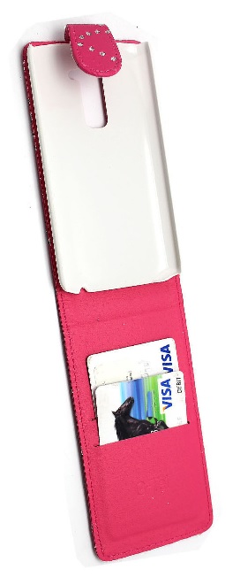 LG G2 D802 - Leather Flip Case Magenta With Diamonds (OEM)