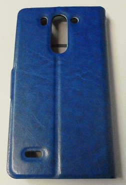 LG G3 S D722 (G3 MINI) - Leather Wallet Stand Case With Hard Back Cover Blue (OEM)