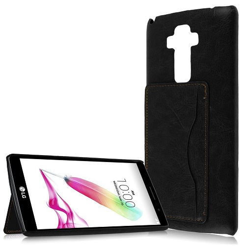 LG G4 Stylus (H635) - Leather Case Back Cover With Card Slot For Black (OEM)